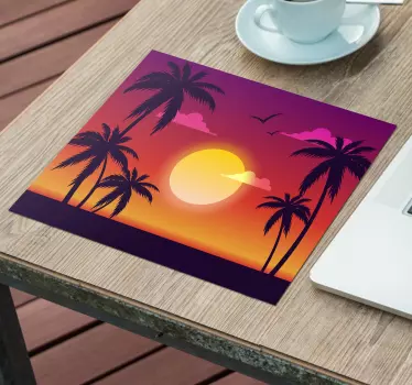 Podkładka pod mysz gamingowa silhouette palmy o zachodzie - TenStickers