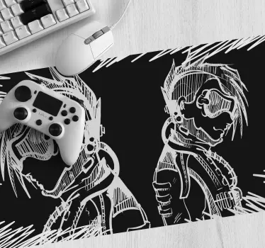 Podkładka pod mysz gamingowa silhouetty dynamicznych postaci - TenStickers