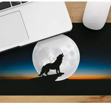 Podkładka pod mysz gamingowa wilk wyjąc do księżyca - TenStickers