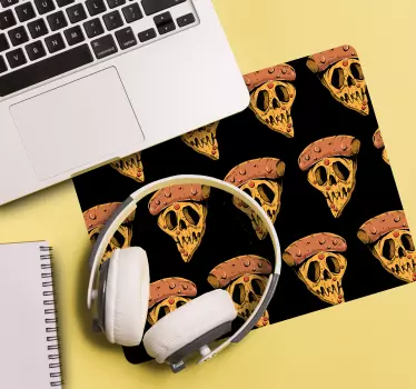 Podkładka pod mysz gamingowa wzór czaszki z pizzą - TenStickers