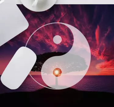 Podkładka pod mysz gamingowa zachód słońca yin yang - TenStickers