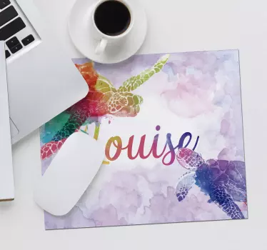 Podkładka pod mysz kolorowe żółwie z imieniem - TenStickers