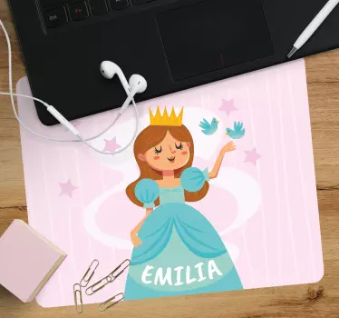 Spersonalizowana podkłada z imieniem księżniczka i ptaki - TenStickers