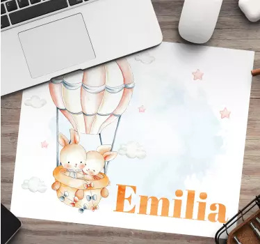 Podkładka pod mysz z imieniem balonikiem z królikiem - TenStickers
