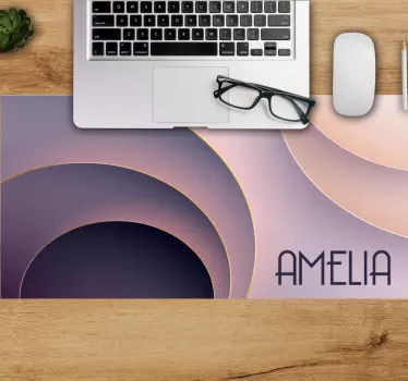 Podkładka pod mysz z imieniem eleganckie fale okrągłe - TenStickers