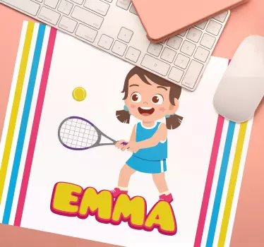 Podkładka pod mysz z imieniem gracz tenisowy w ruchu - TenStickers