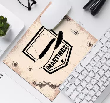 Podkładka pod mysz z imieniem kapelusz w stylu westernowym - TenStickers