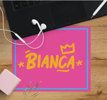Podkładka pod mysz z imieniem różowe detale personalizowane - TenStickers