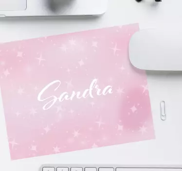 Podkładka pod mysz z imieniem różowy blask personalizowany - TenStickers