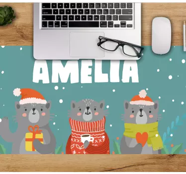 Podkładka pod mysz z imieniem trio zwierząt na wakacjach - TenStickers