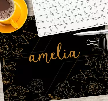 Podkładka pod mysz z imieniem w eleganckie kwiaty - TenStickers