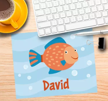 Podkładka pod mysz z imieniem wesoła grafika ryby - TenStickers