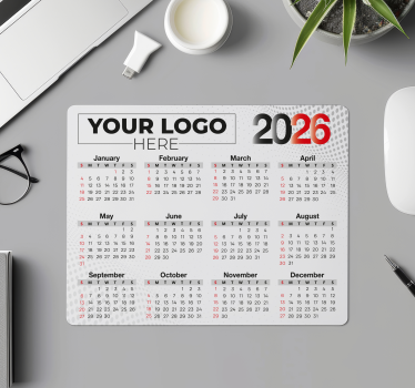 Podkładka pod mysz z imieniem kalendarz 2026 z logo - TenStickers