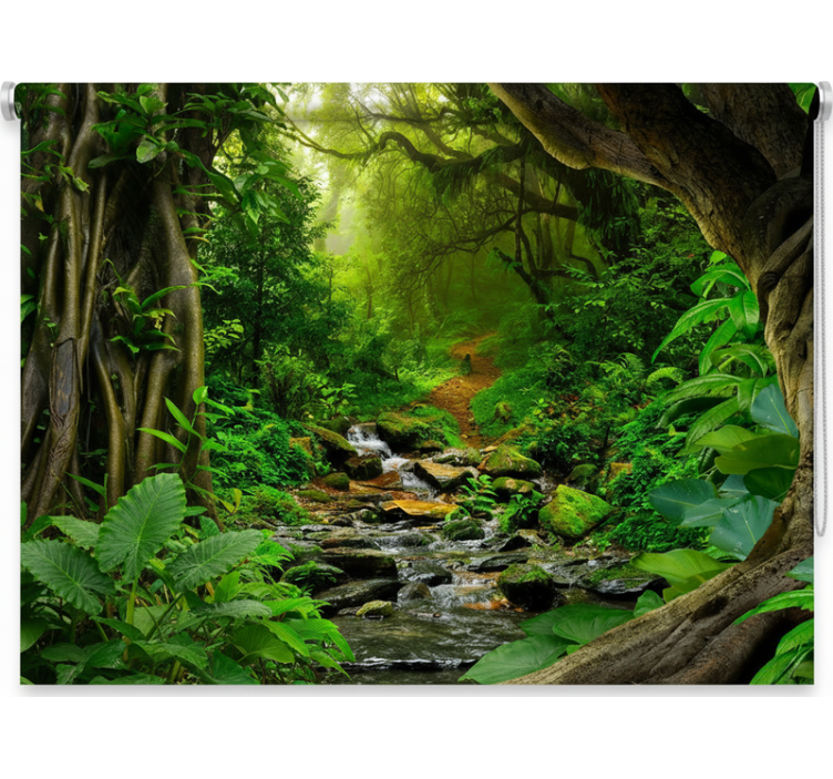 Roleta z drzewami w tropikalnym lesie oazowym - TenStickers