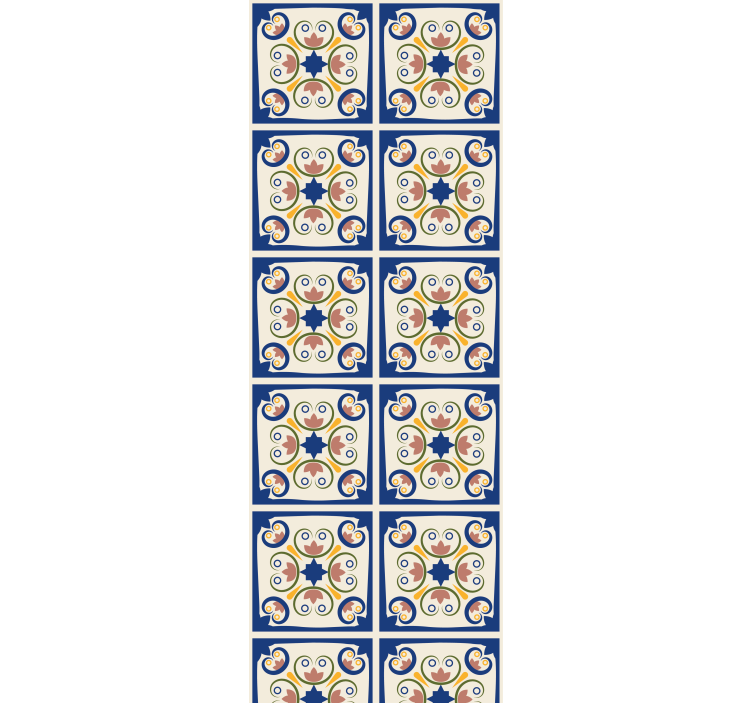 Roleta do kuchni kafle w różowe kwiaty - TenStickers