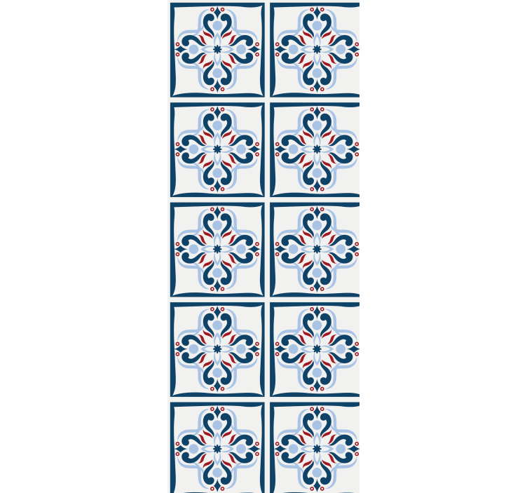 Roleta do kuchni w niebiesko-czerwone portugalskie płytki - TenStickers