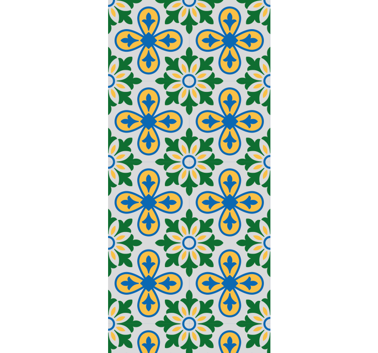 Roleta do kuchni w żółto-niebieskie portugalskie kafle - TenStickers