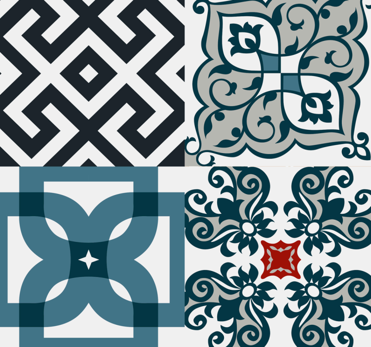 Roleta do kuchni w stylu portugalskich płytek vintage - TenStickers
