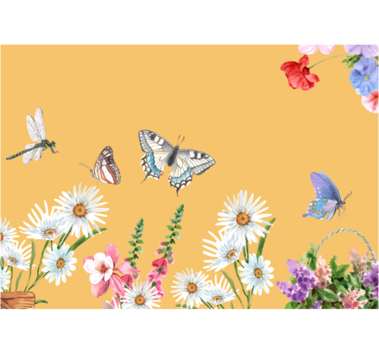 Roleta do kuchni z malowidłem stokrotek i motyli - TenStickers