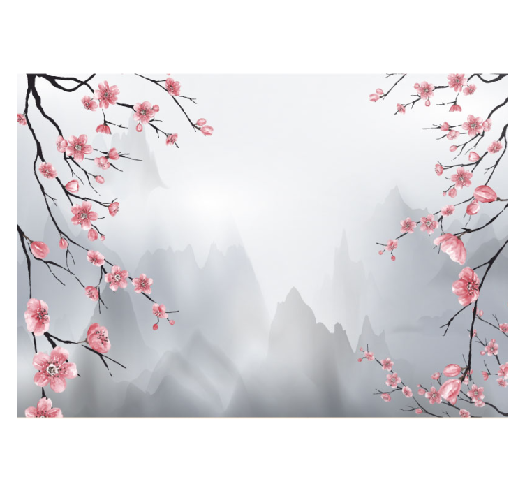 Roleta do kuchni gałęzie kwitnącej wiśni w japonii - TenStickers