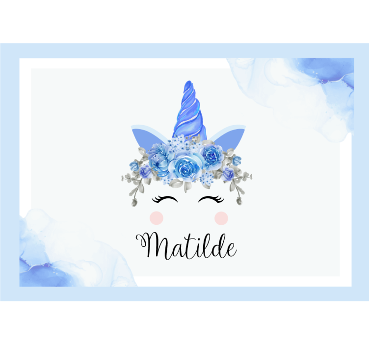 Biała roleta z uroczymi oczami i rogami jednorożca - TenStickers