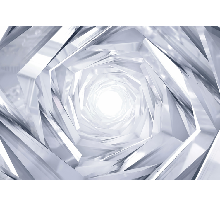 Biała roleta w abstrakcyjnym geometrycznym tunelu - TenStickers