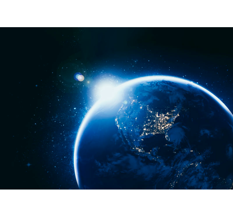 Czarna roleta ziemia z kosmosu z rozbłyskiem słonecznym - TenStickers