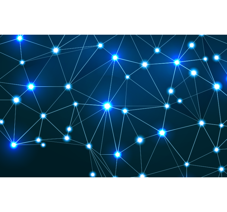 Niebieska roleta poligonowa mapa świata z blaskiem - TenStickers