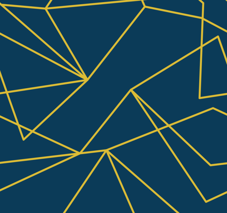 Niebieska roleta z geometrycznymi złotymi liniami - TenStickers