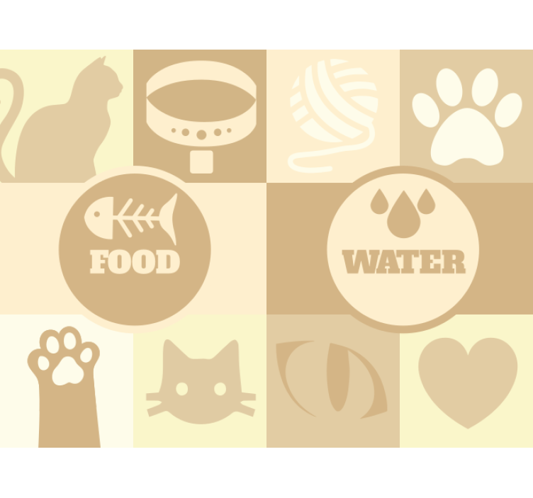 Beżowa roleta na wodę i jedzenie dla kotów - TenStickers
