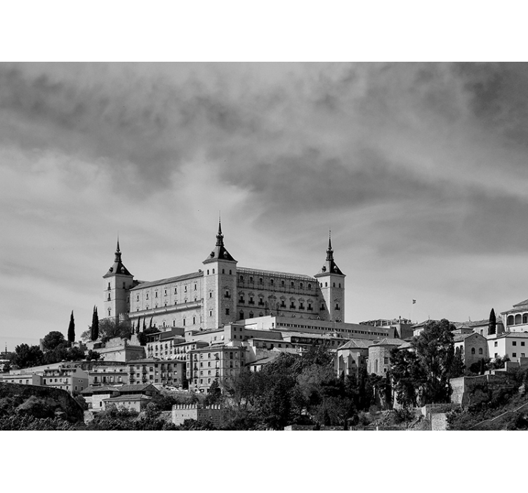 Szara roleta z widokiem na alcazar w toledo - TenStickers