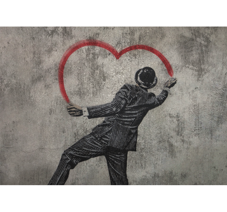 Szara roleta z graffiti serca banksy'ego - TenStickers