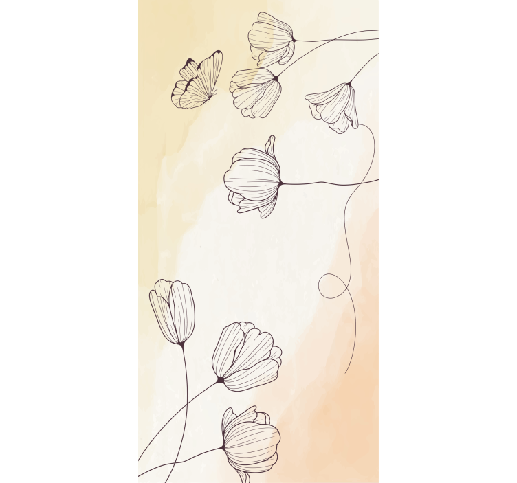 Roleta w kwiaty kontur kwiatowy akwareli - TenStickers