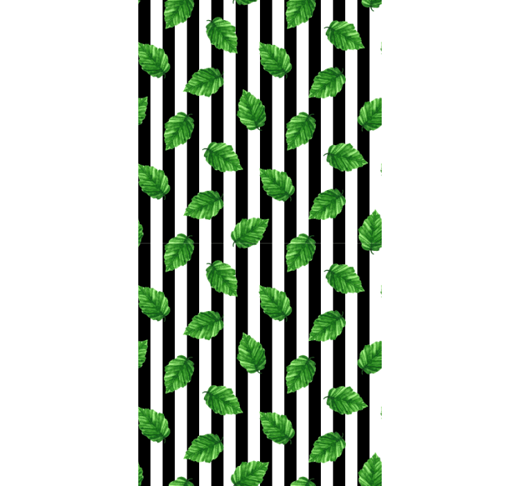 Roleta z kwiatami i roślinami wzór w paski i liście - TenStickers