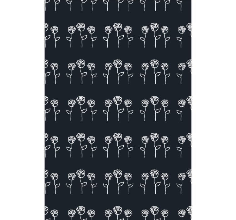 Roleta z kwiatami i roślinami czarno-biały wzór róży - TenStickers