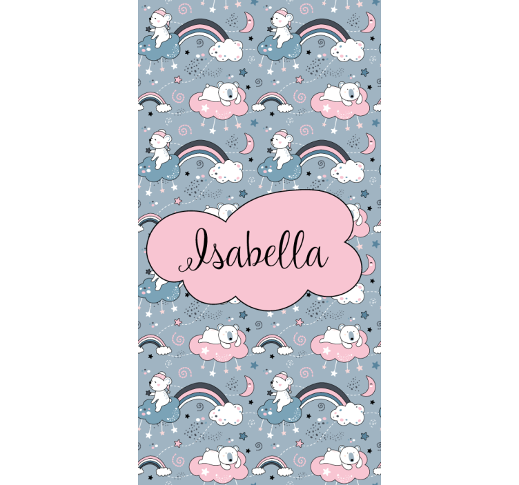 Roleta dla dzieci niedźwiedź tęczowy z imieniem - TenStickers