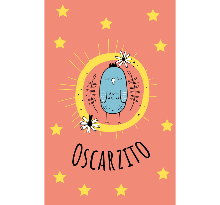 Roleta dla dzieci niebieski ptak z imieniem - TenStickers