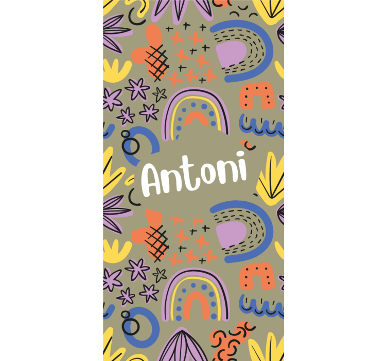 Roleta dla dzieci tęcze geometryczne z nazwą - TenStickers