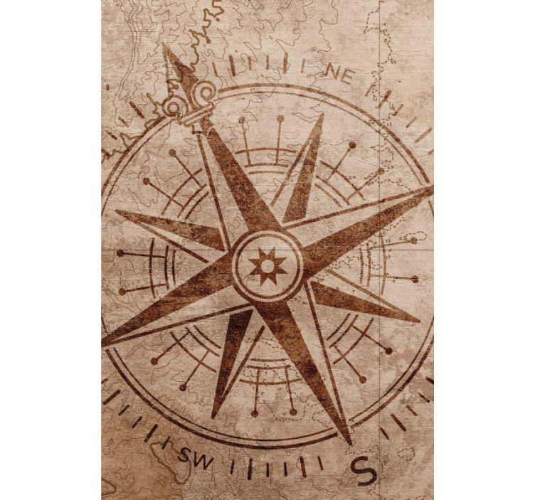 Roleta z mapą świata projekt zabytkowego kompasu - TenStickers