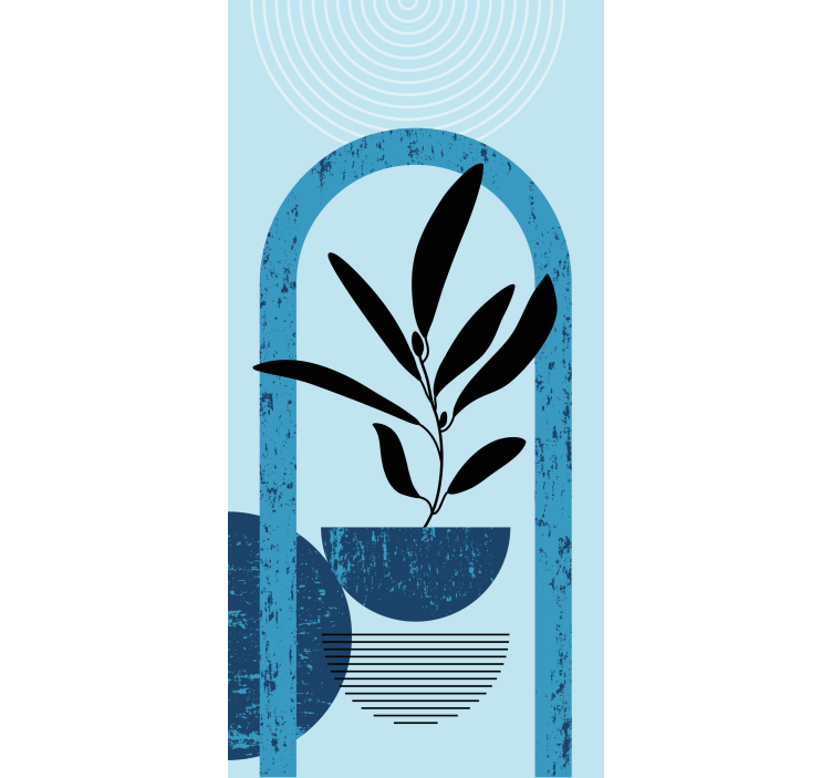 Roleta z kwiatami i roślinami w niebieskiej donicy - TenStickers