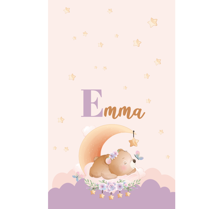 Roleta dla dzieci śpiący miś z imieniem - TenStickers