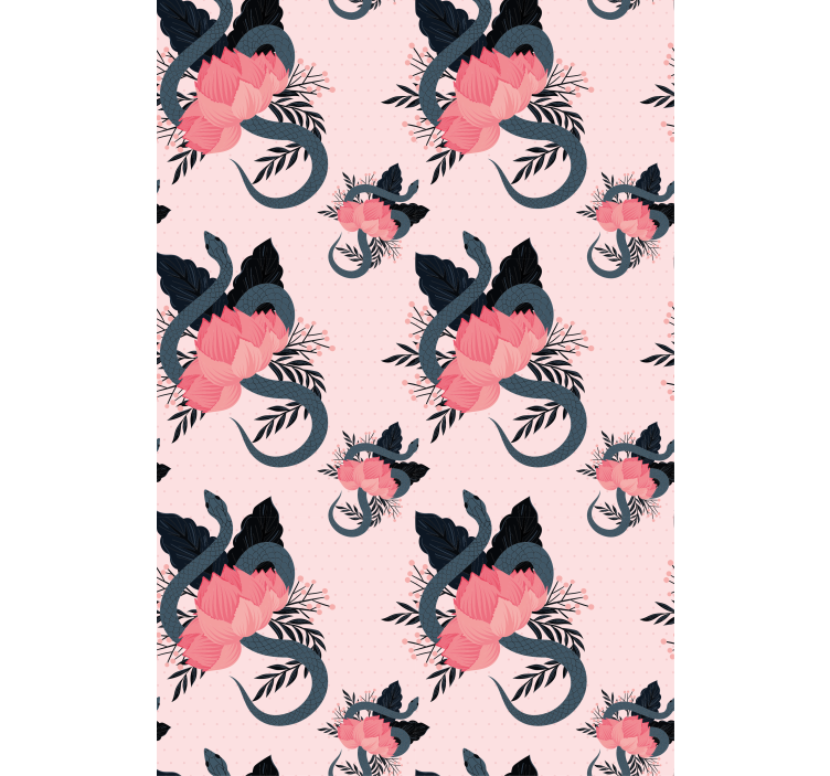 Roleta z kwiatami i roślinami wzór kwiatowy i wężowy - TenStickers