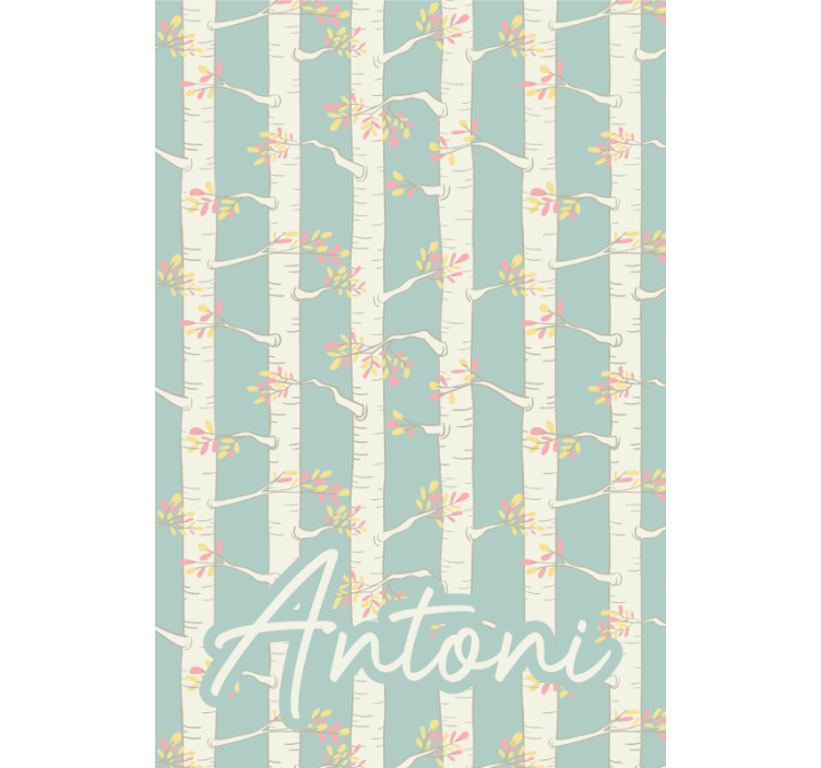 Roleta z drzewami brzozy z nazwą - TenStickers