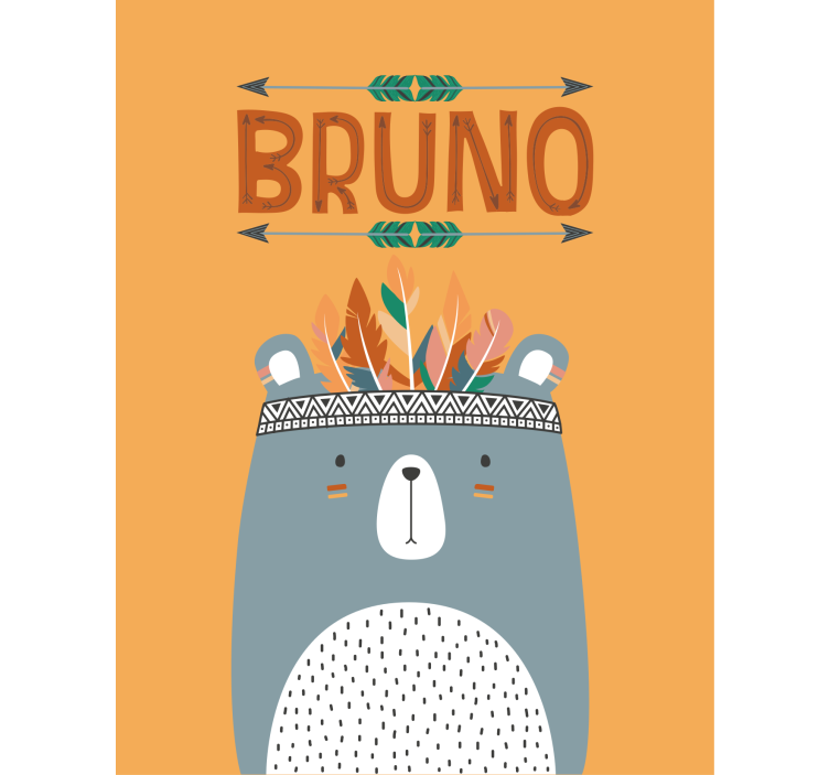 Roleta dla dzieci Niebieski niedźwiedź nordycki z imieniem - TenStickers