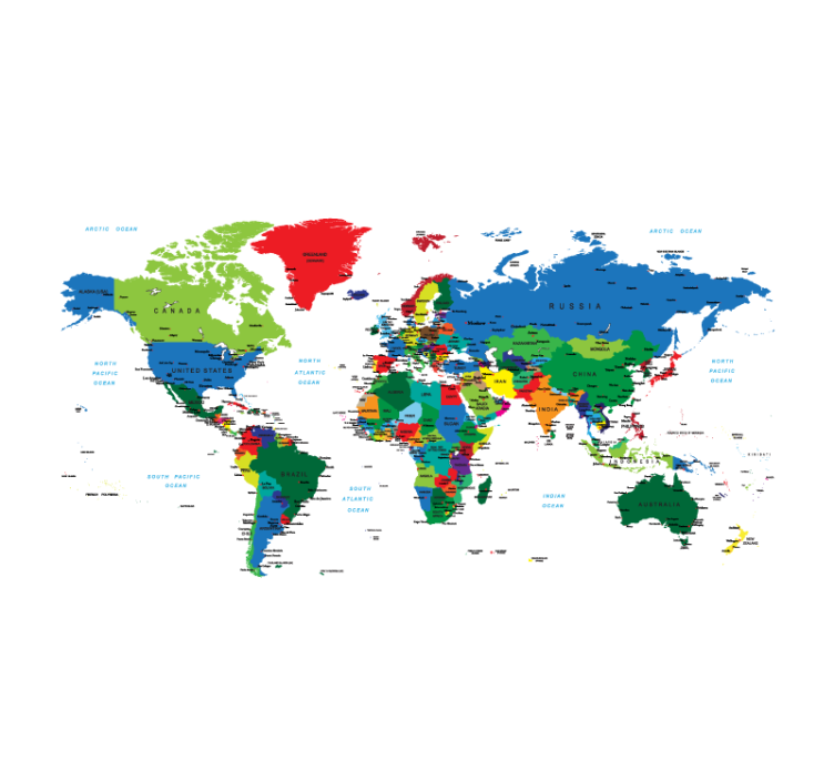 Roleta mapa świata kartografia polityczna - TenStickers