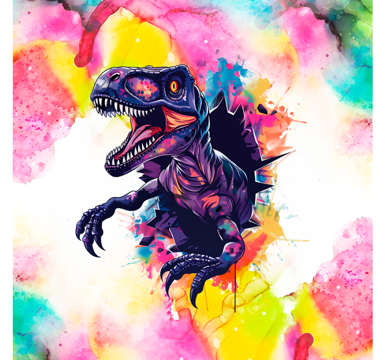 Roleta z dinozaurami nasycone kolory welociraptor - TenStickers