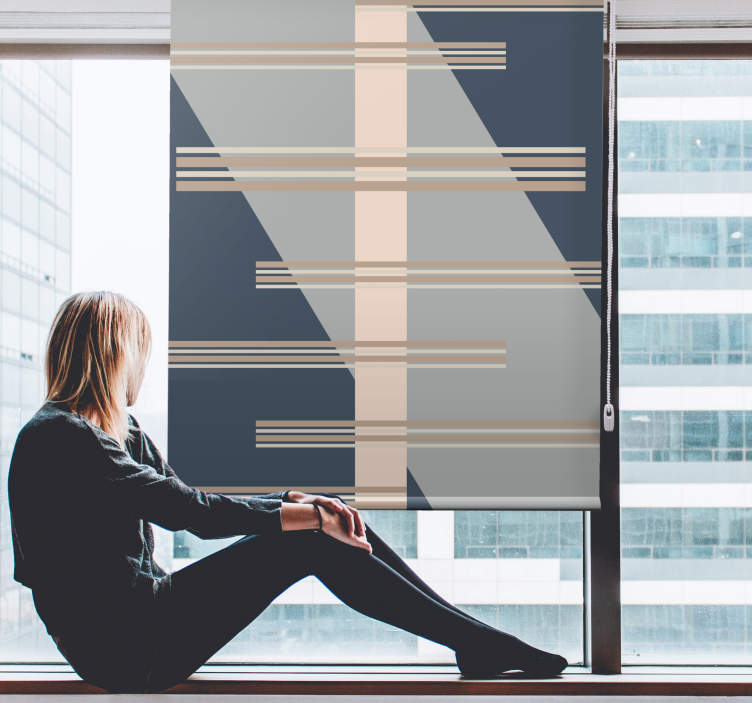 Nowoczesna roleta motyw linii geometrycznej - TenStickers