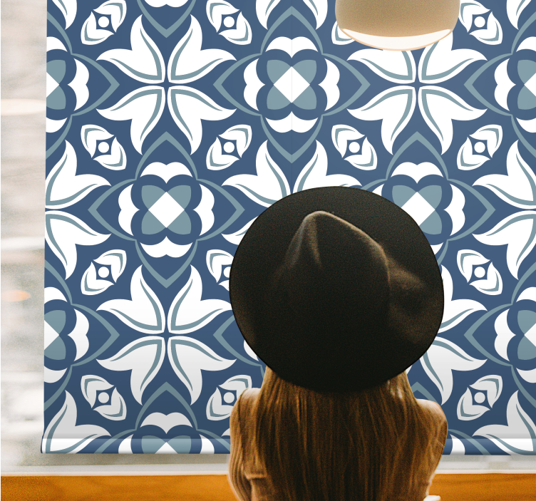 Nowoczesna roleta niebieskie stylowe geometryczne kształty - TenStickers