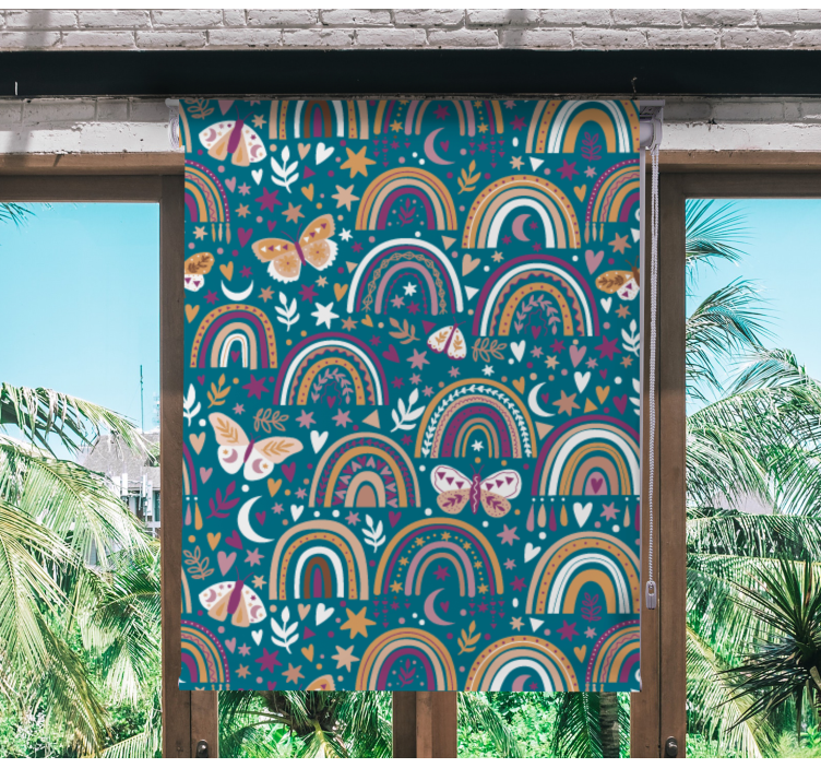 Roleta dla dzieci kolorowe tęcze i motyle - TenStickers