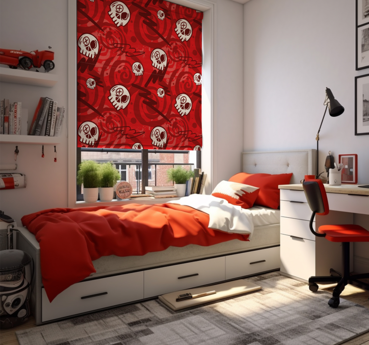 Młodzieżowa roleta czerwone graffiti z czaszkami - TenStickers